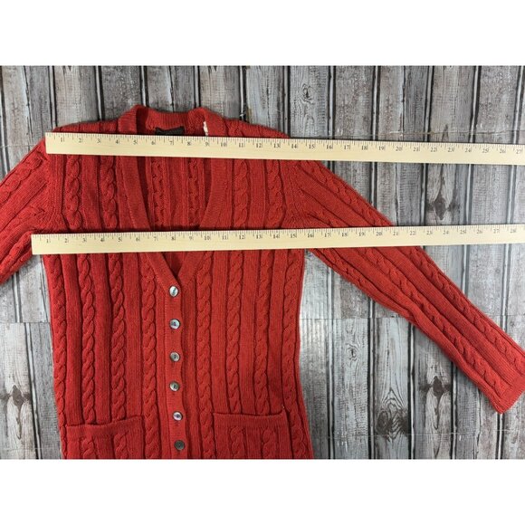Yves Saint Laurent cable knit 100% Cashmere cardigan size S color orange Vintage - Picture 4 of 6